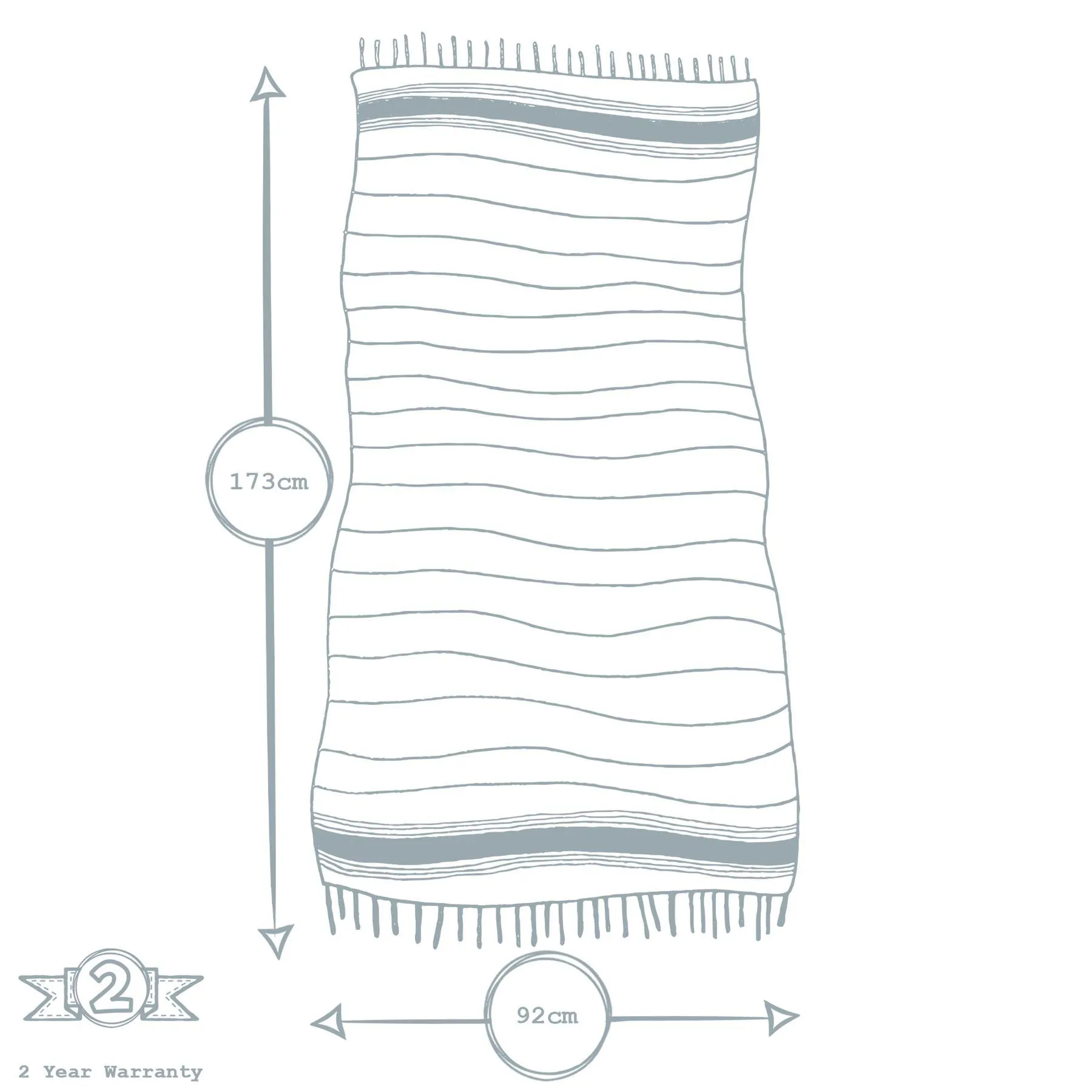 170cm x 90cm Turkish Cotton Pinstripe Bath Towel - By Nicola Spring