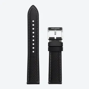 20mm perforated Black Leather Strap