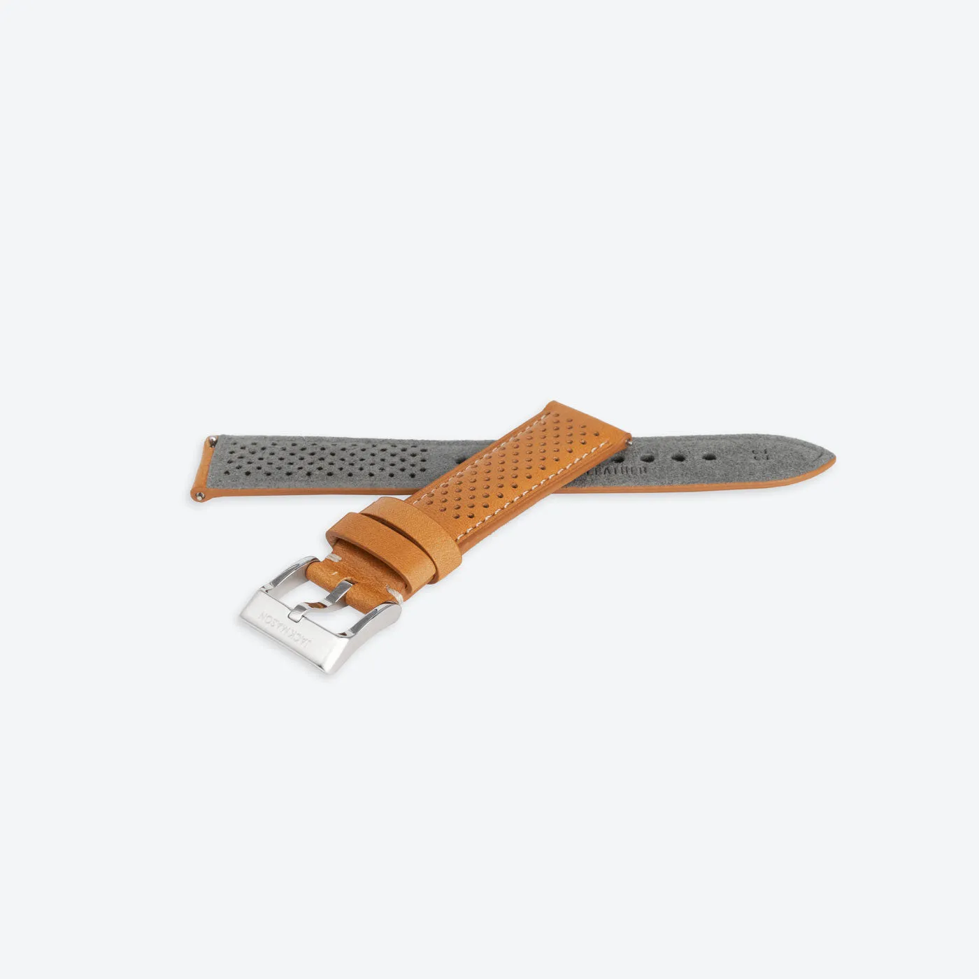 22mm Perforated Tan Leather Strap