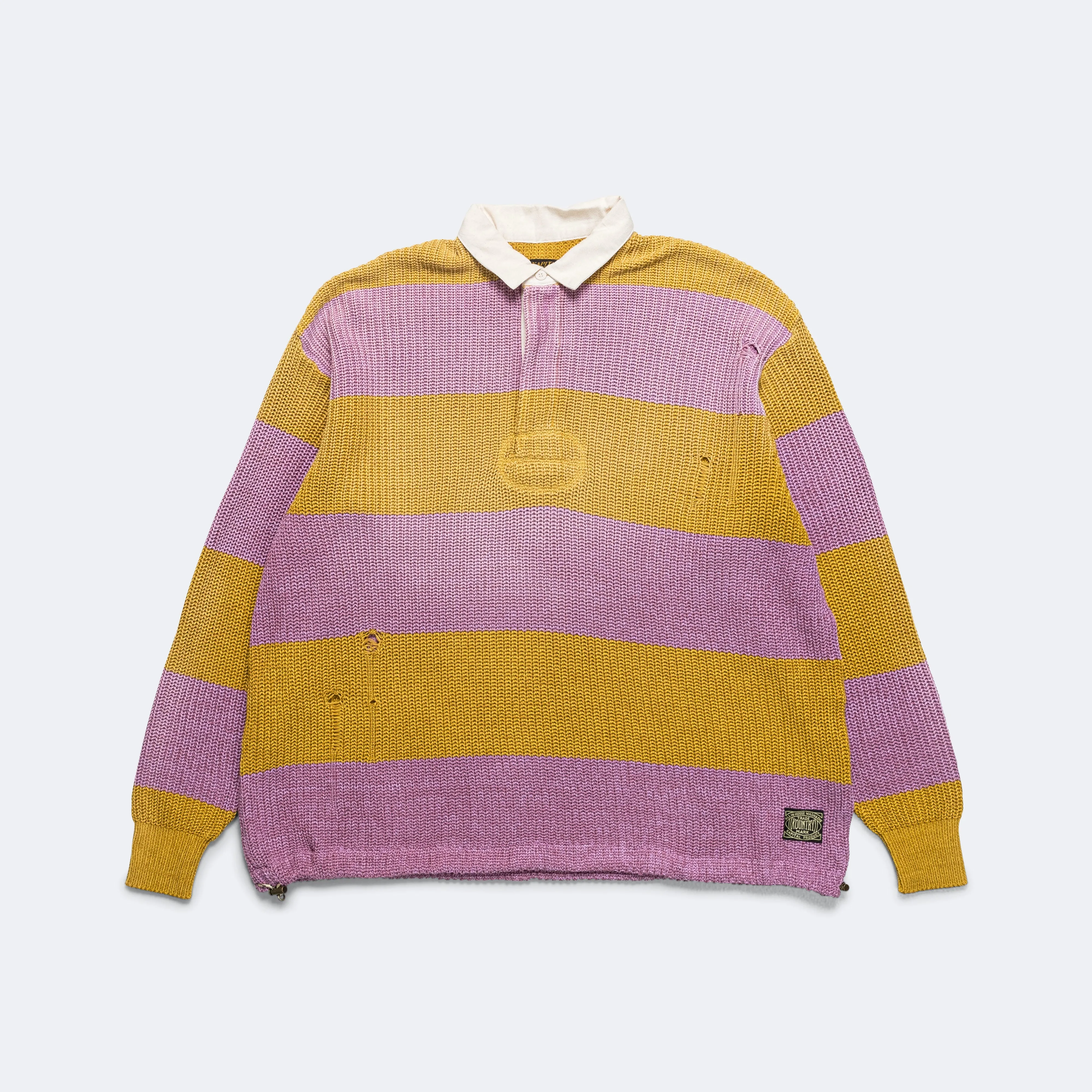 5G Cotton Knit RUGGER Shirt - Yellow/Pink