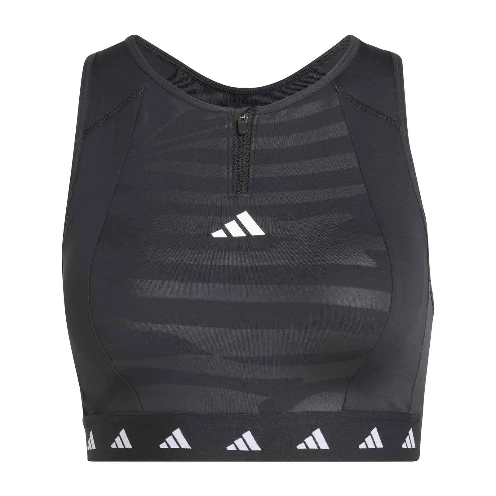 adidas Powerimpact Training Medium-Support Techfit High-Neck Zip Womens Bra