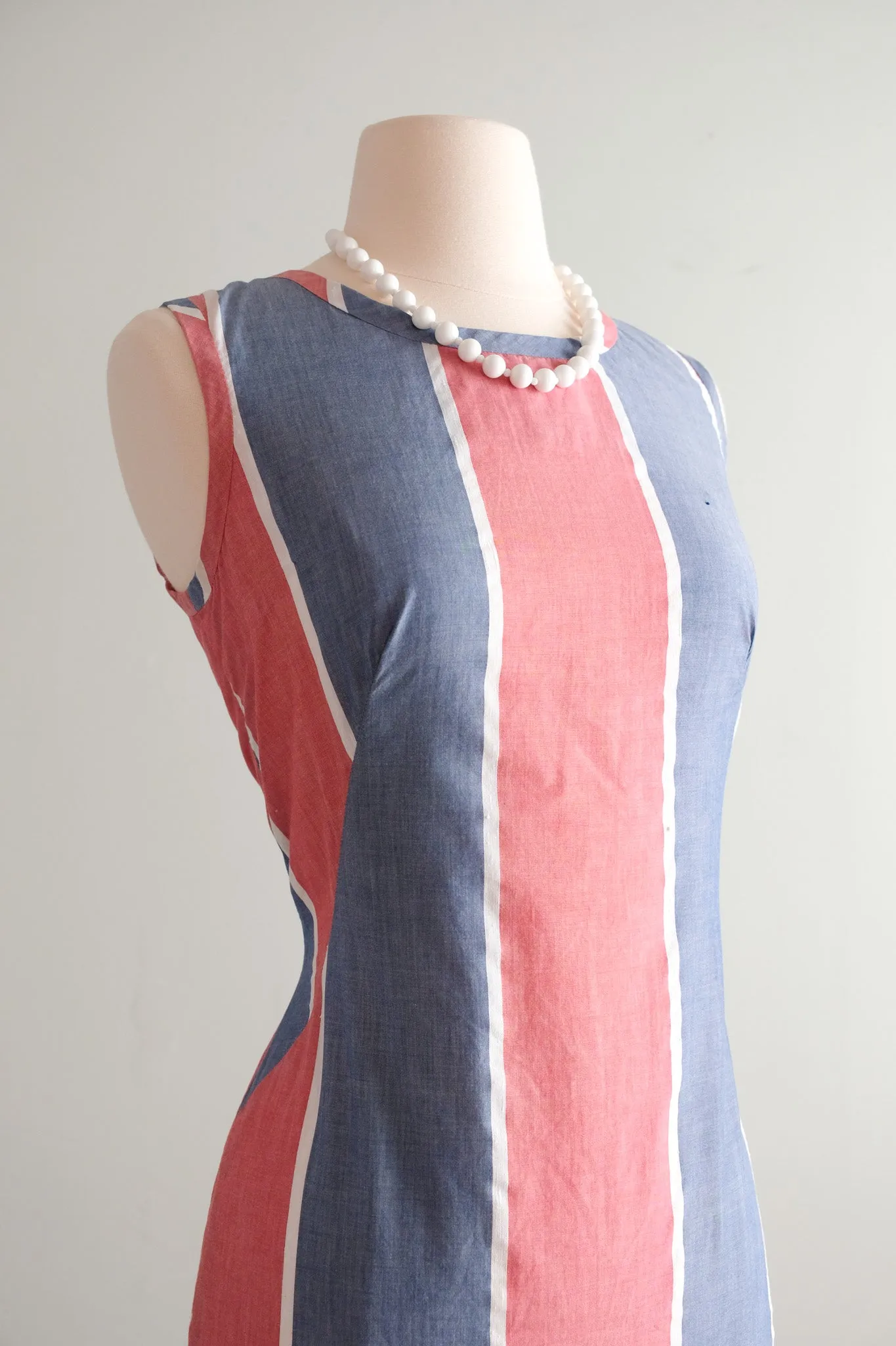 Adorable 1960's Red, White, & Blue Mod Shift Dress / Sz M