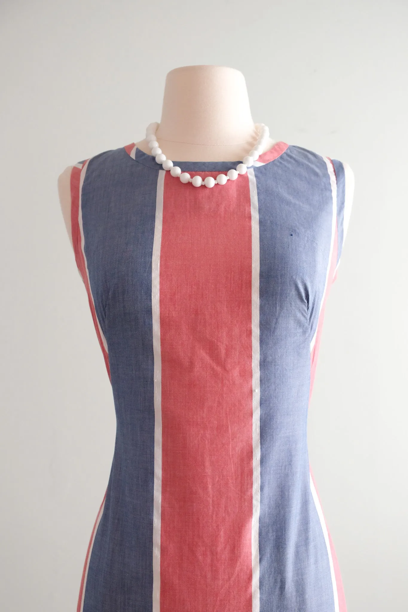 Adorable 1960's Red, White, & Blue Mod Shift Dress / Sz M