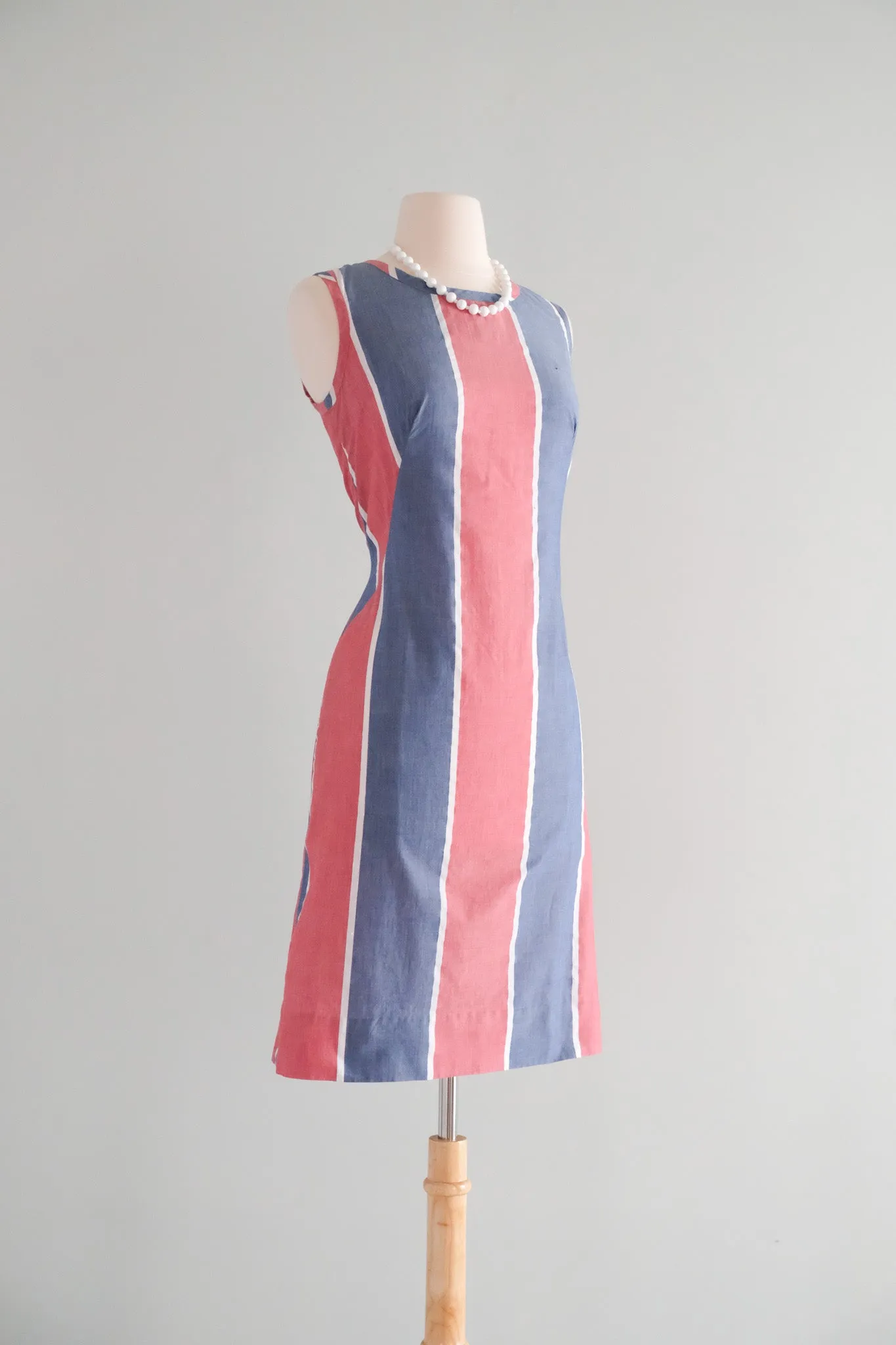 Adorable 1960's Red, White, & Blue Mod Shift Dress / Sz M