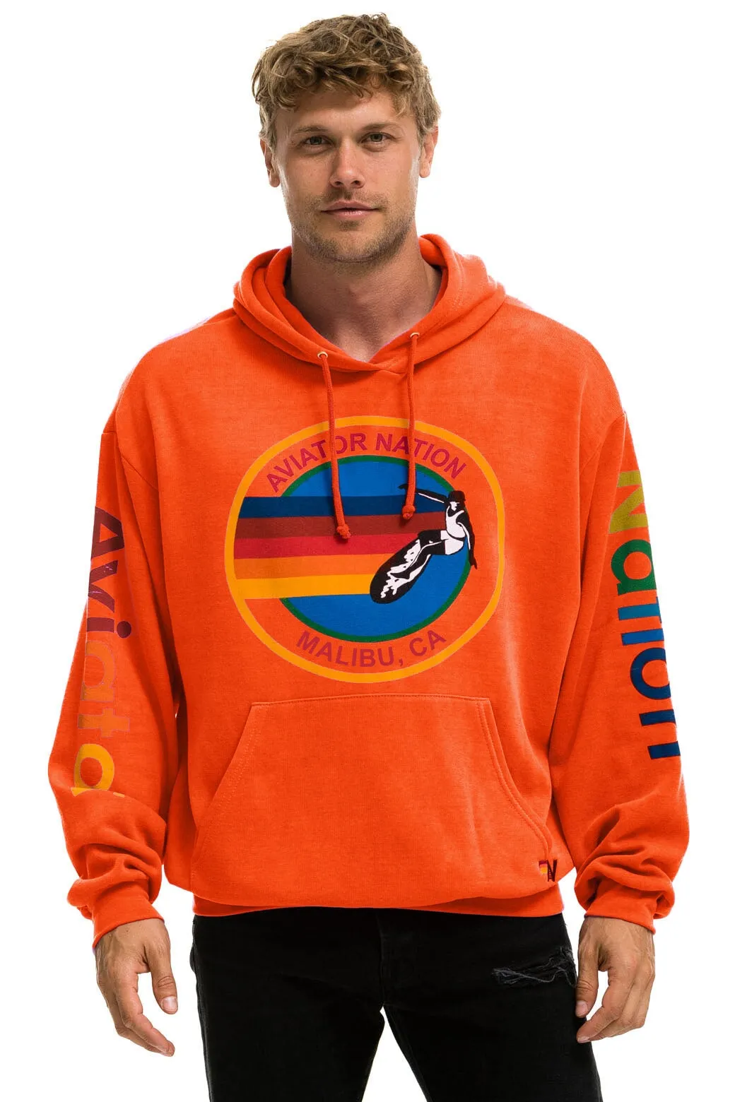 AVIATOR NATION MALIBU RELAXED PULLOVER HOODIE - ORANGE