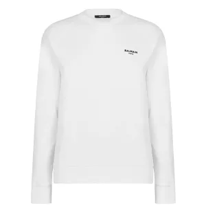 Balmain White Small Logo Sweatshirt