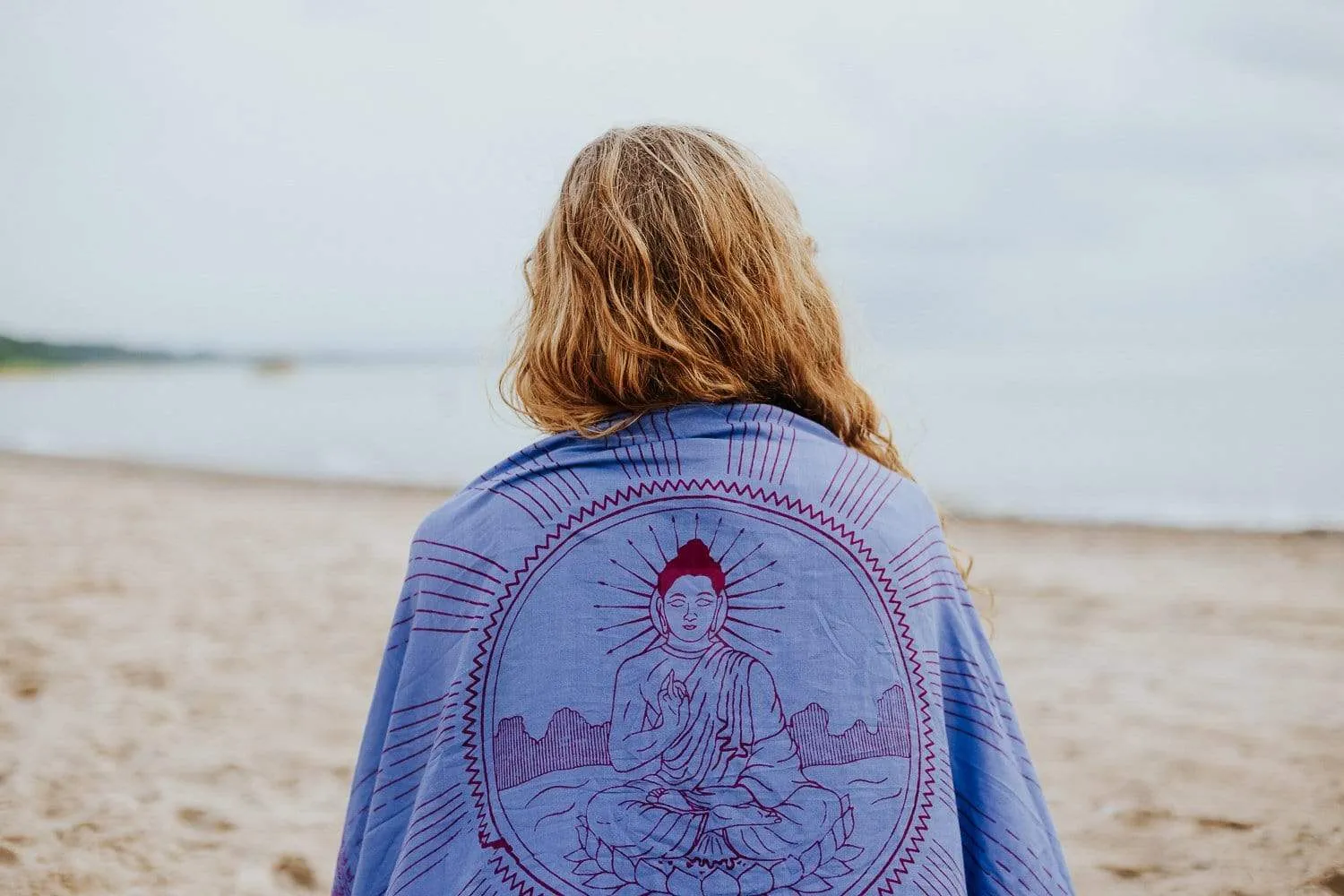 Beautiful Blue Buddha Prayer Scarf/Shawl from Kathmandu