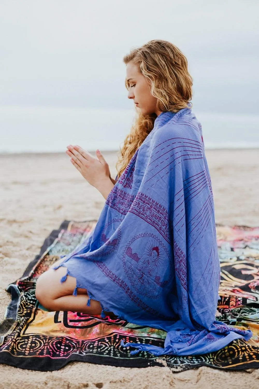 Beautiful Blue Buddha Prayer Scarf/Shawl from Kathmandu