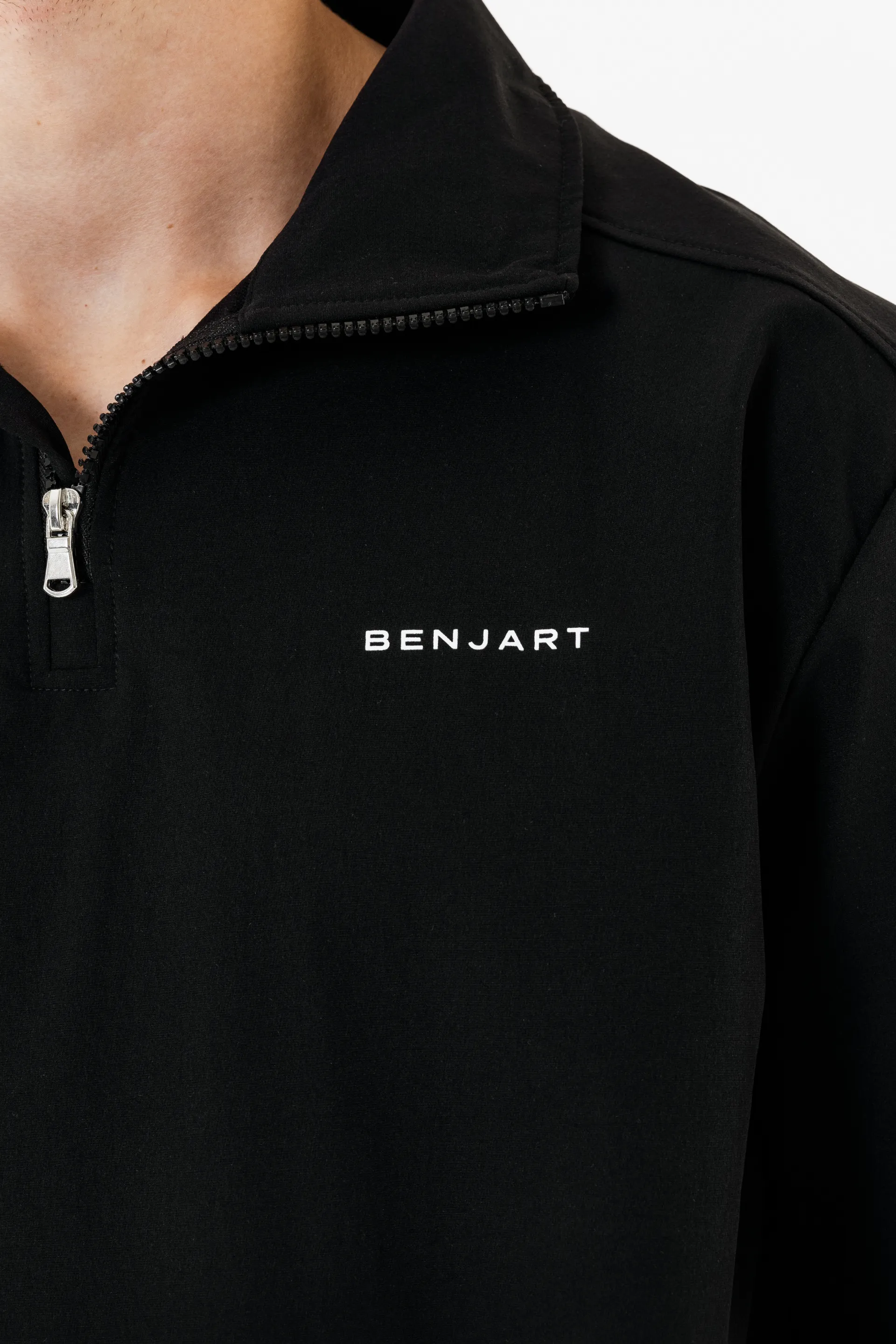 Benjart Nylon Quarter Zip - Black