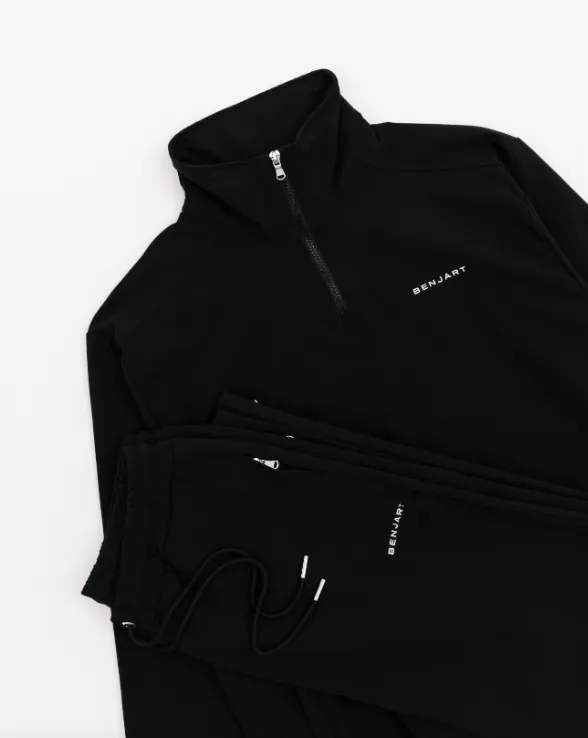 Benjart Nylon Quarter Zip - Black