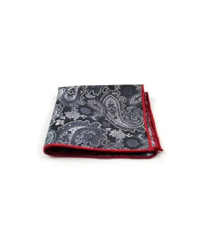 Black & Silver Paisley Pocket Square