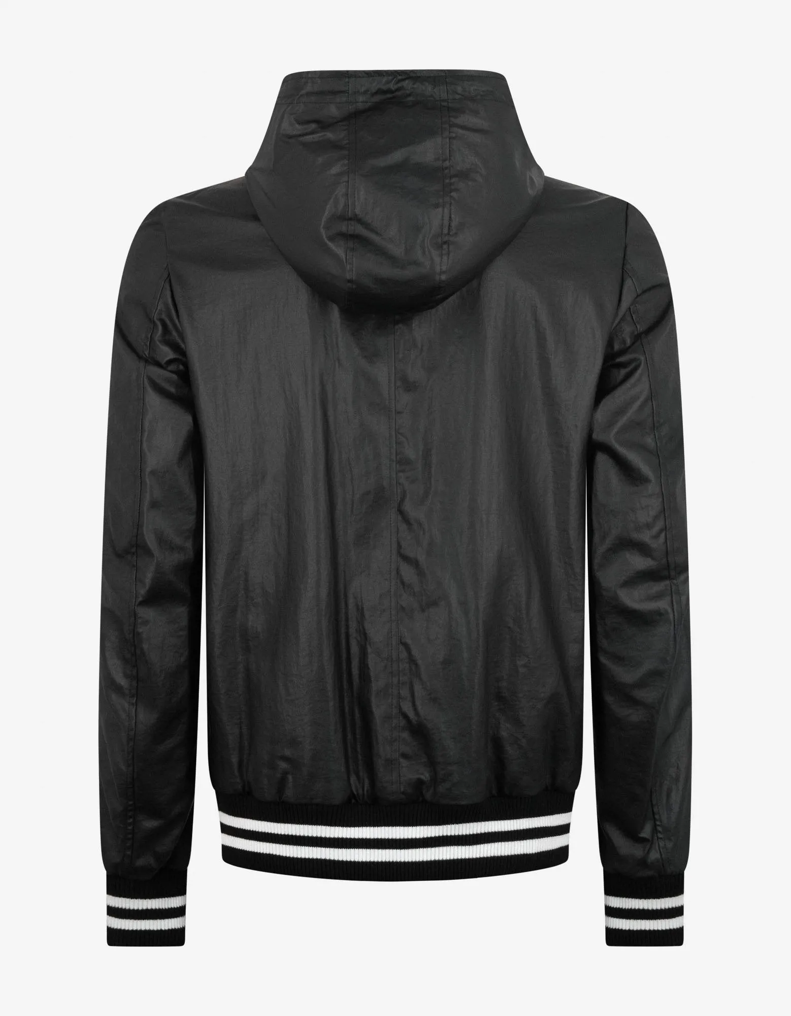 Black Coated Nylon Logo Band Jacket