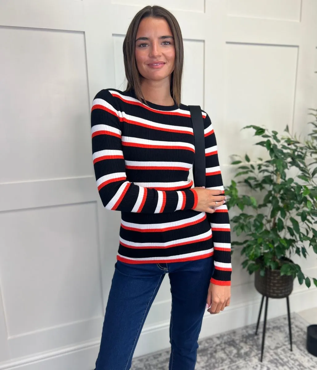 Black Striped Ribbed Jumper