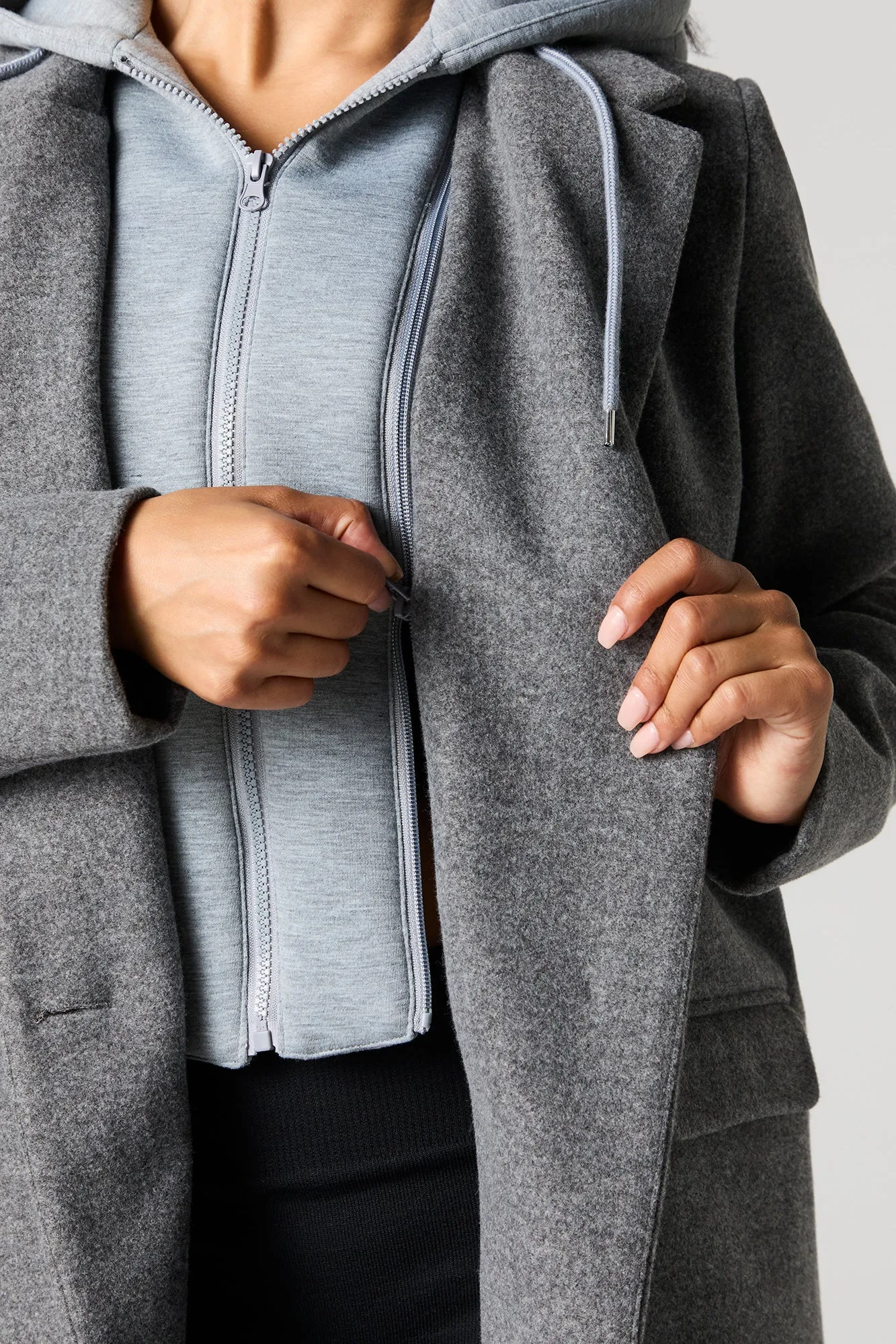 Blouson boutonné combo avec fermeture à glissière