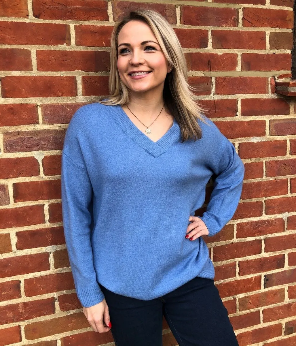 Blue Relaxed Style Jumper