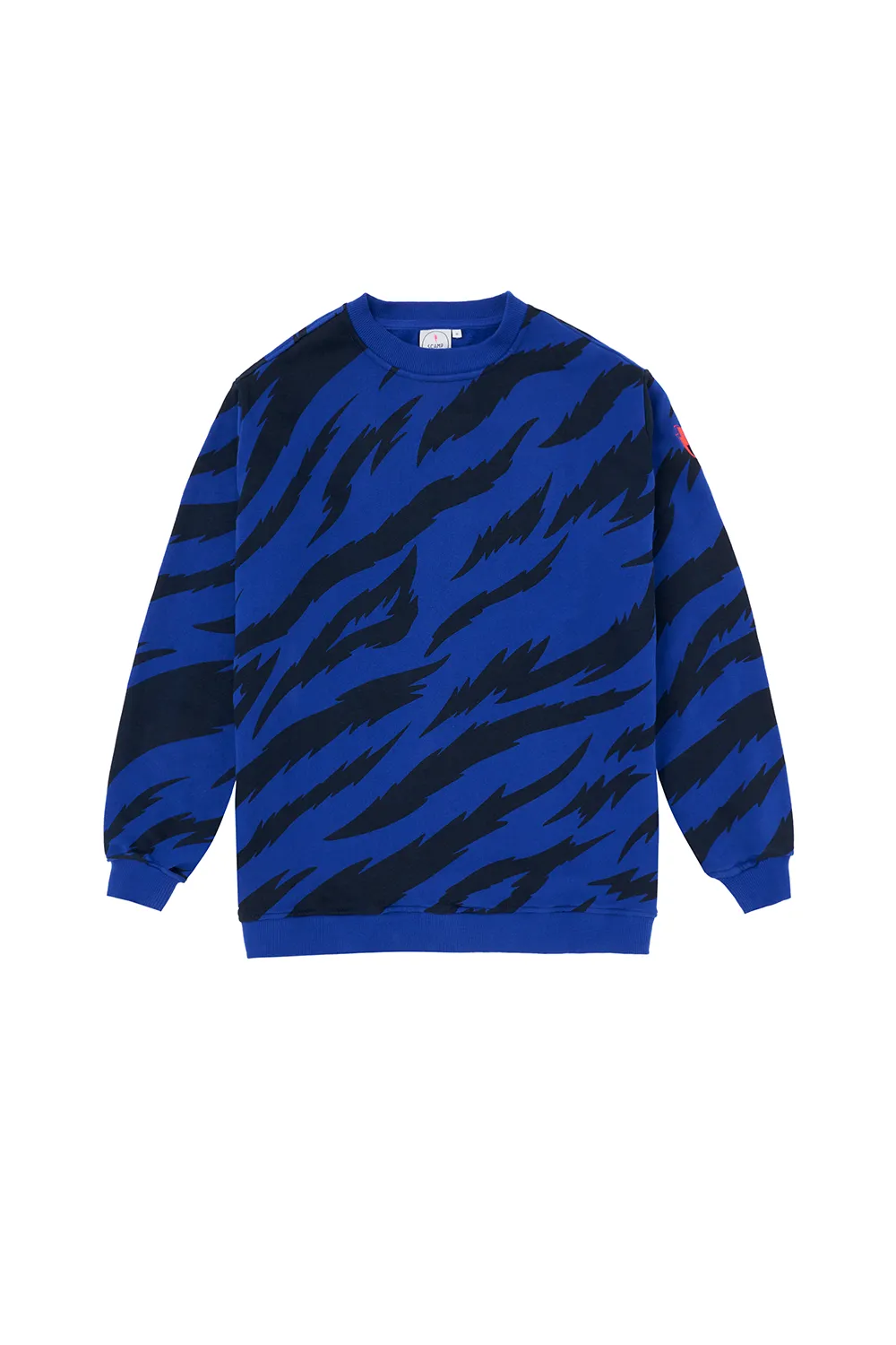 Blue with Black Graphic Tiger Oversized Sweatshirt