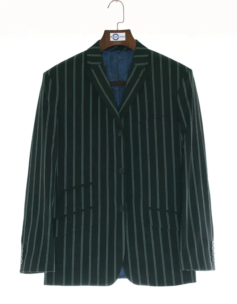 Boating Blazer | Black and Green Striped Blazer