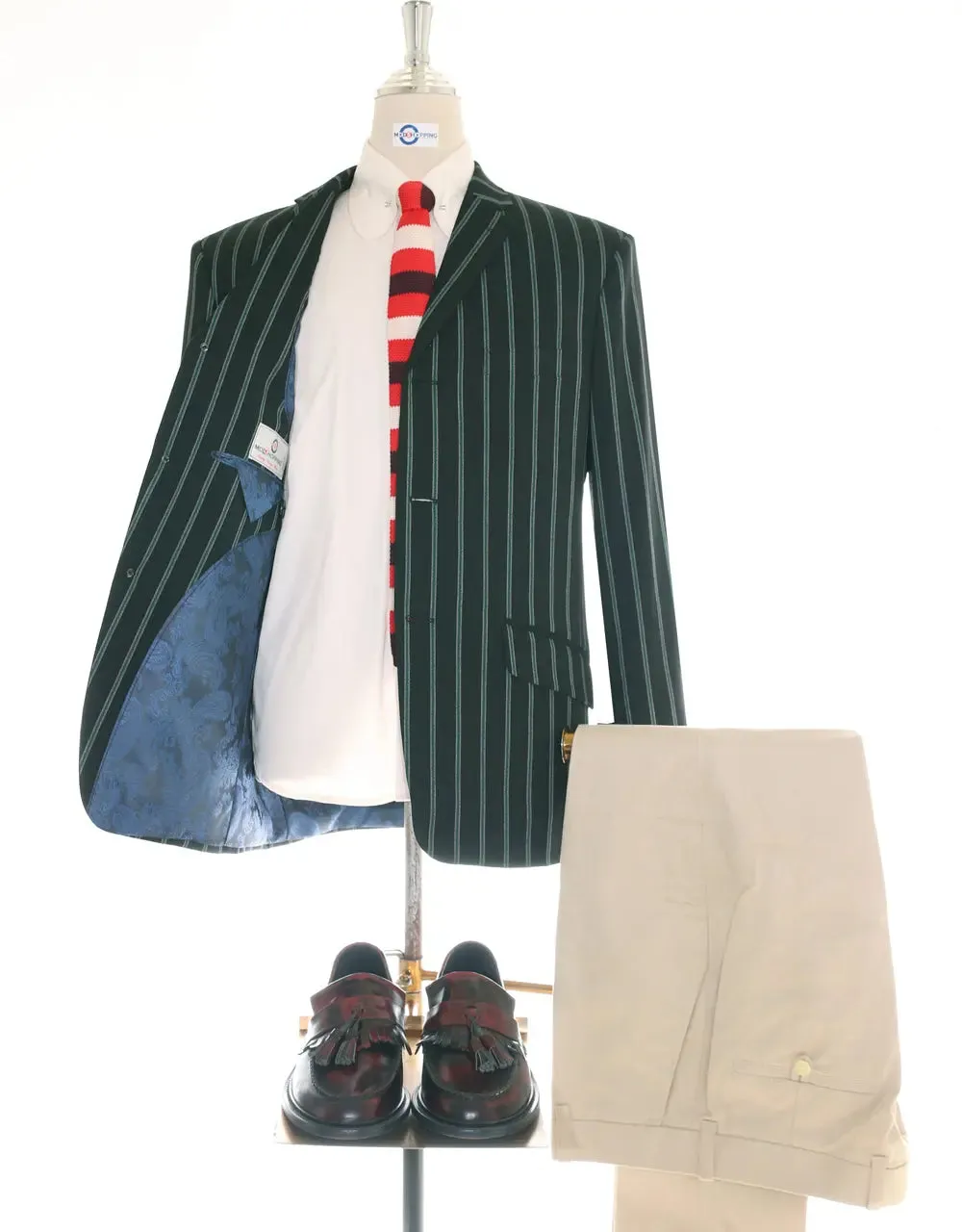 Boating Blazer | Black and Green Striped Blazer