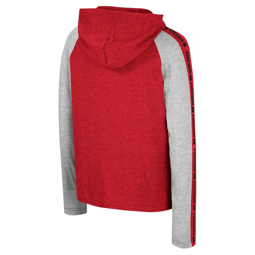 Boys' Nebraska Huskers Youth Ned Long Sleeve Hooded T-Shirt