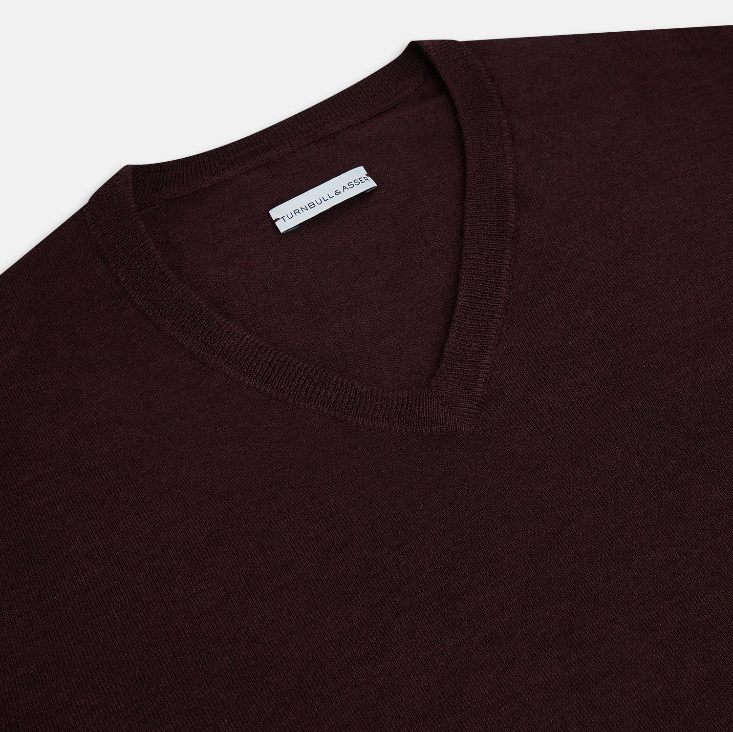 Burgundy Fine Merino V-Neck Jumper