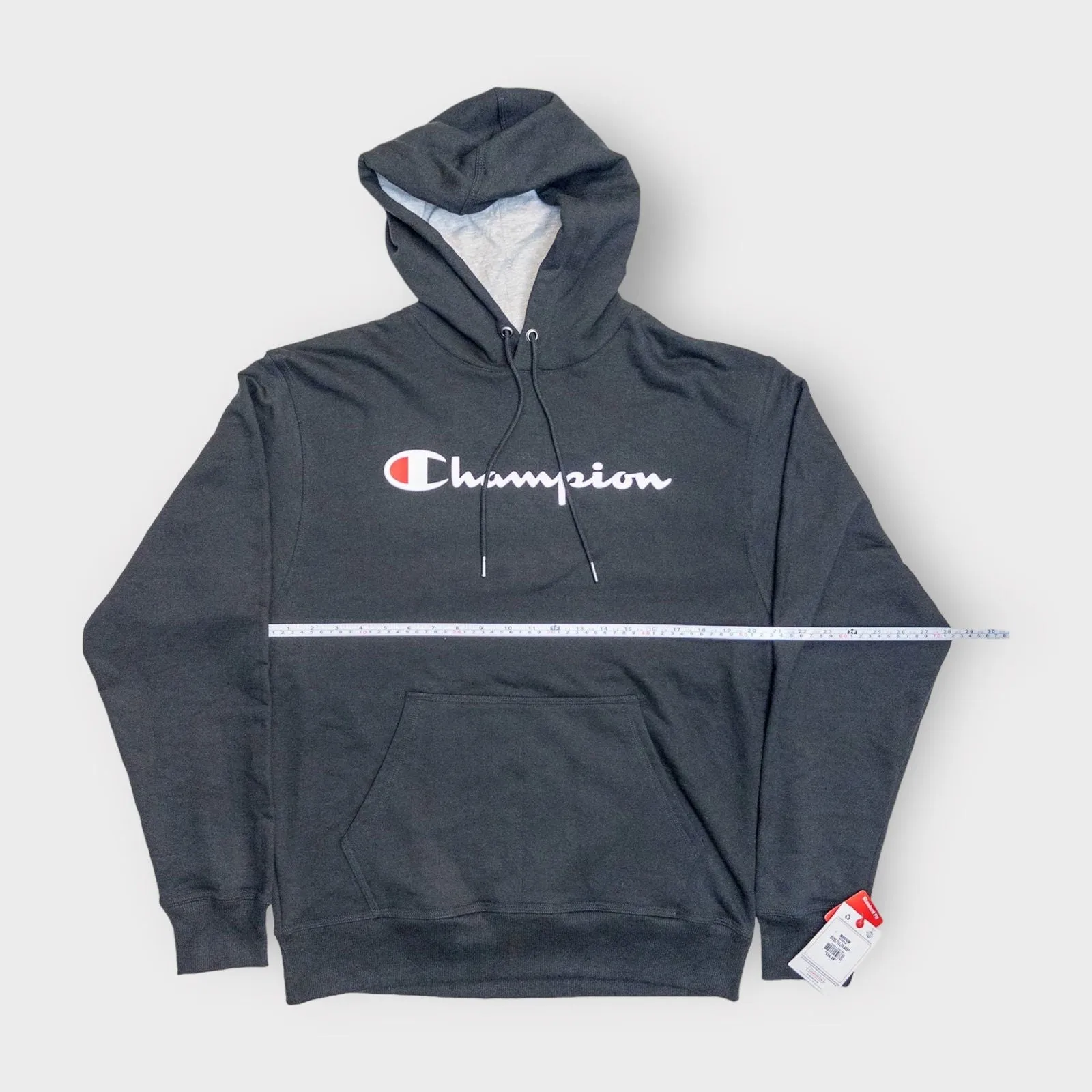 Champion Mens Fleece Pullover Hoodie Sweatshirt | M | Black | NWT