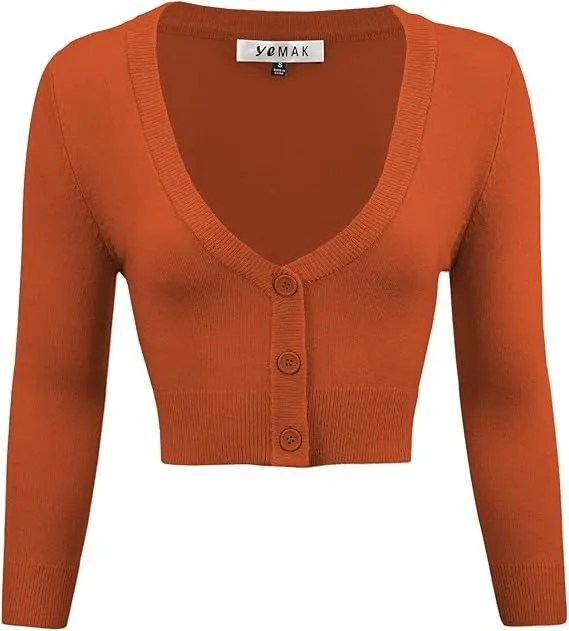 Cropped Bolero 3/4 Sleeved Cardigan (18 colors)