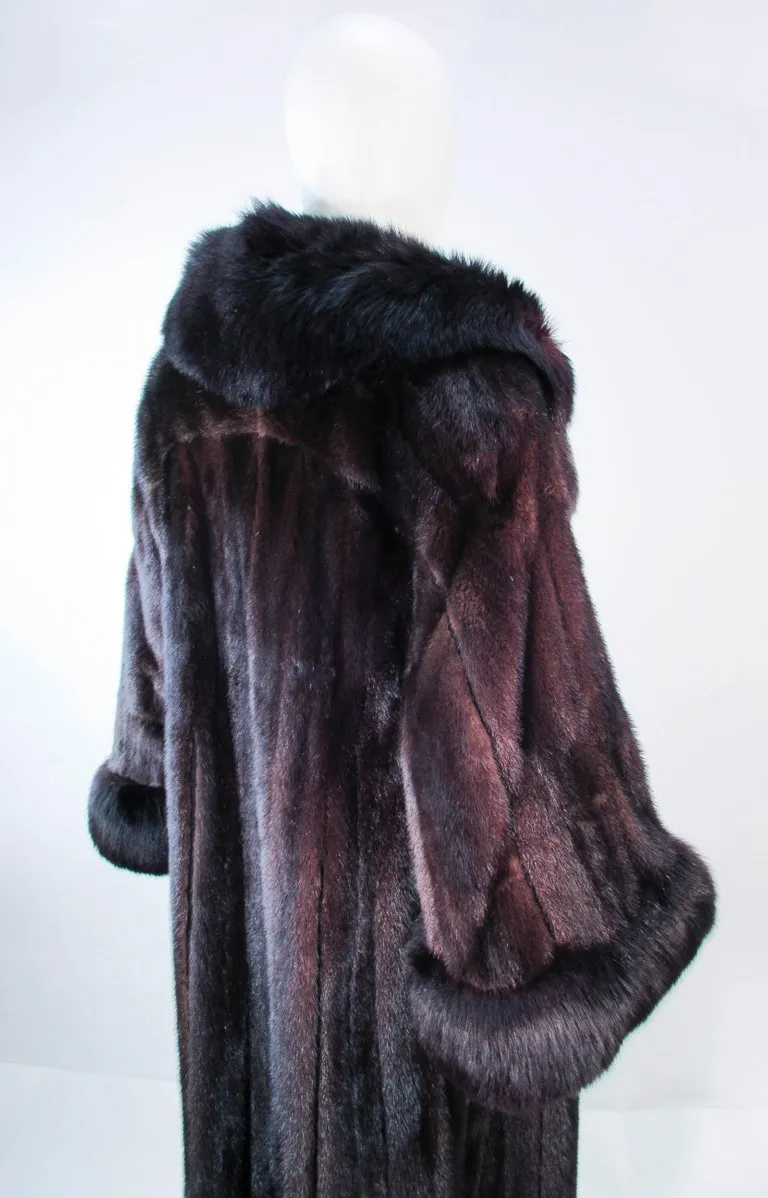 CUSTOM Dark Brown Mink Coat with Fox Fur Cuffs and Collar Size 8-12