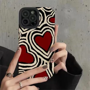 Cute Red Hearts Phone Case for iPhone 7, 8, 11, 12, 13, 14, 14 Pro, 15 Pro Max, X, XR, XS Max, SE, and Mini