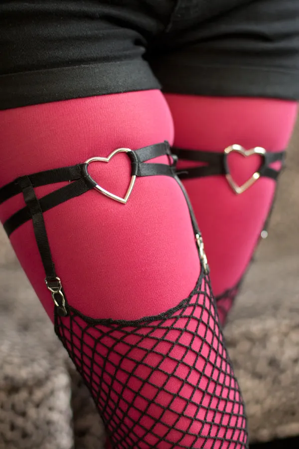 Dual Strap & Heart Elastic Thigh Garter