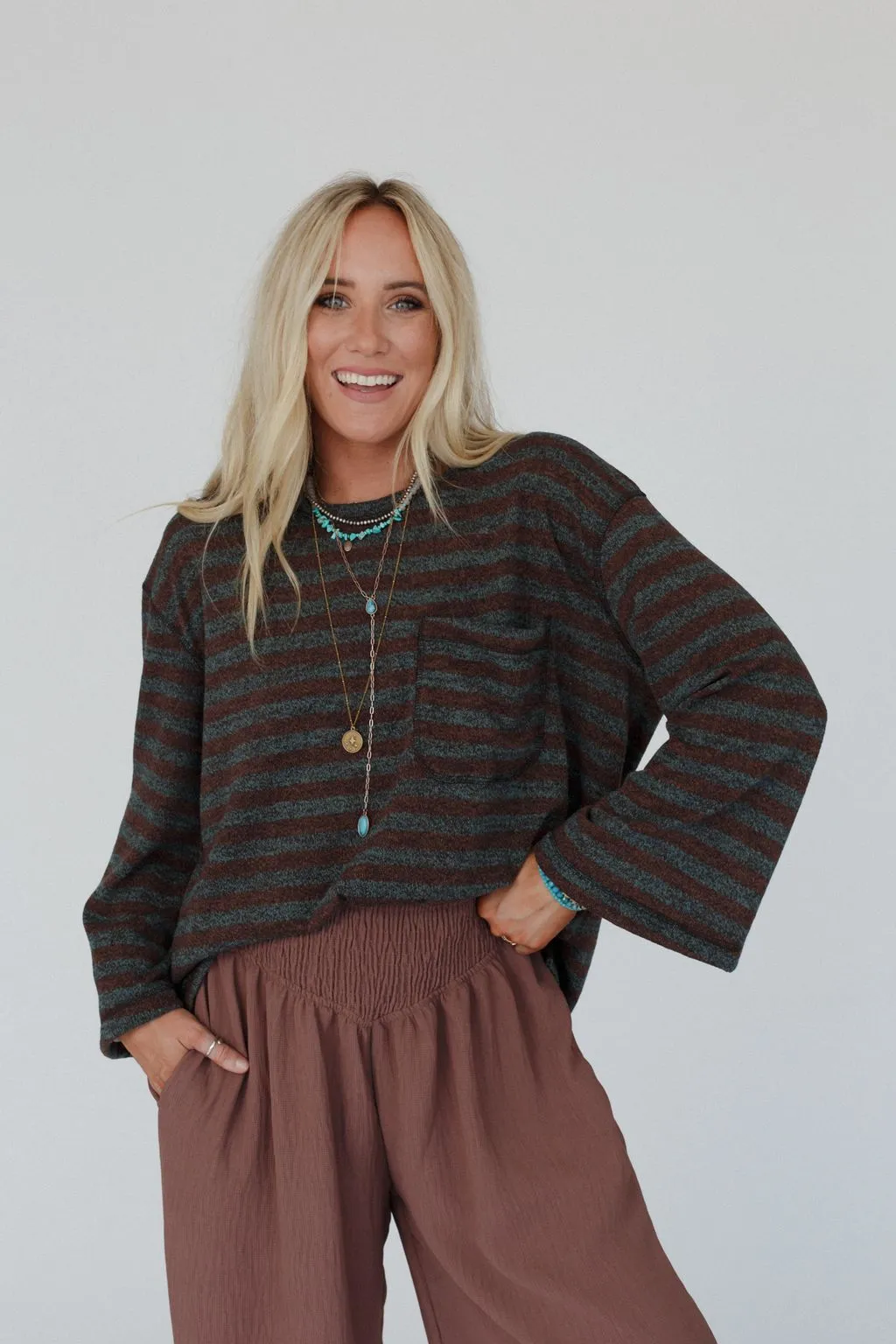 Endless Love Striped Top - Brown