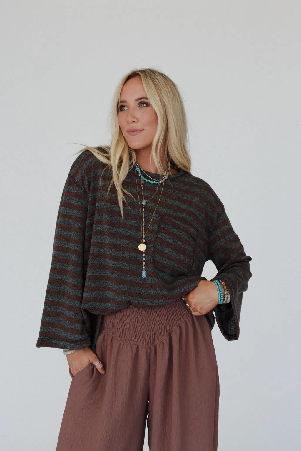 Endless Love Striped Top - Brown