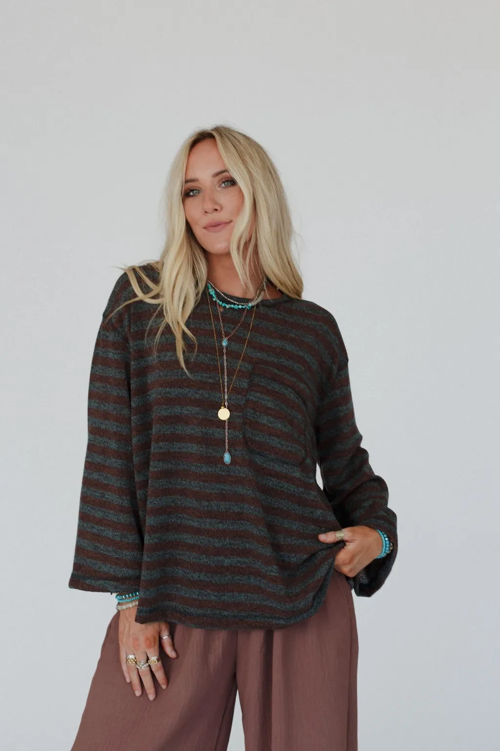 Endless Love Striped Top - Brown