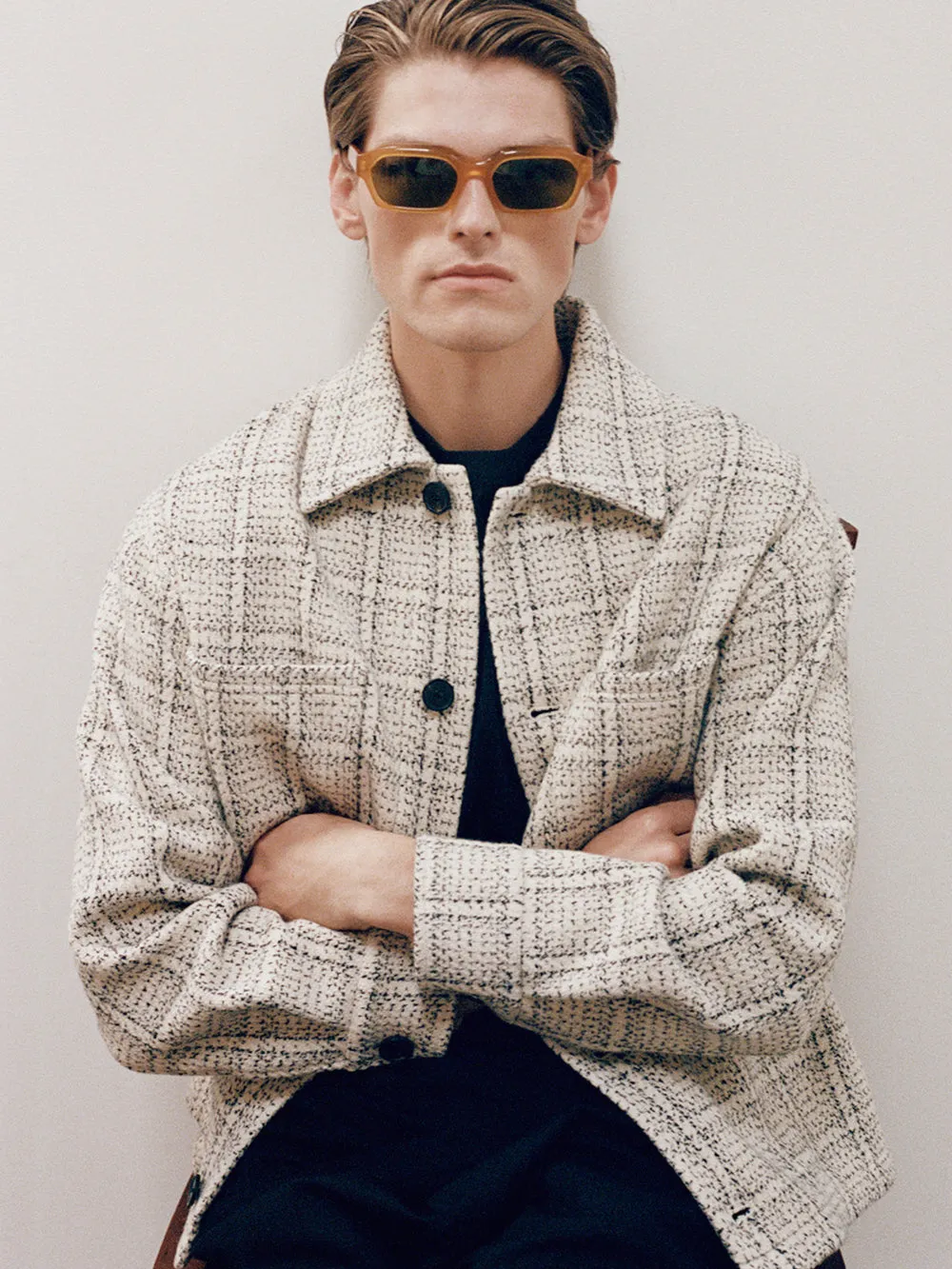 Flannel Overshirt Jacket -- Off White Plaid