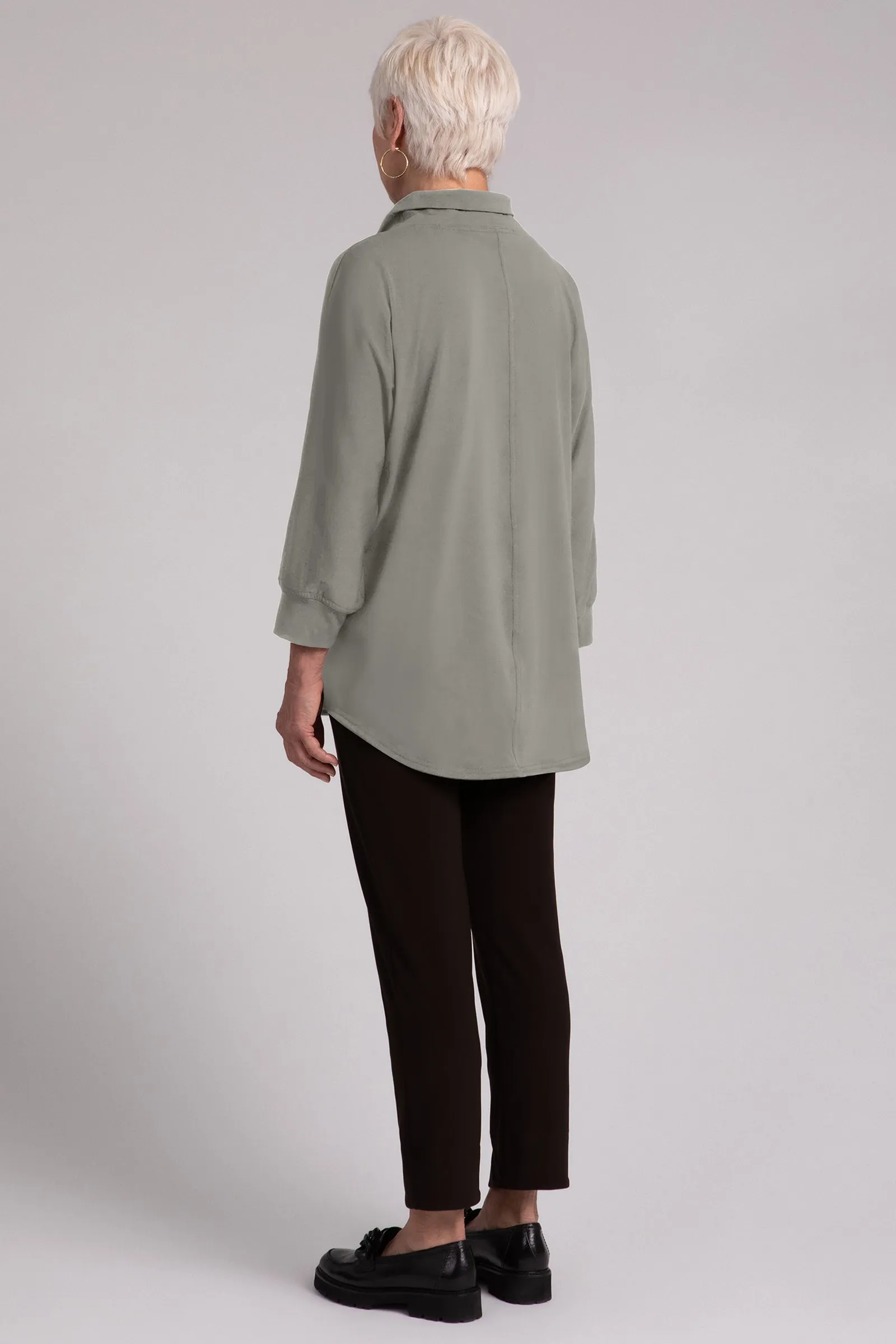 Fleece Back Jersey Funnel Neck Pullover with Kangaroo Pocket | Taupe