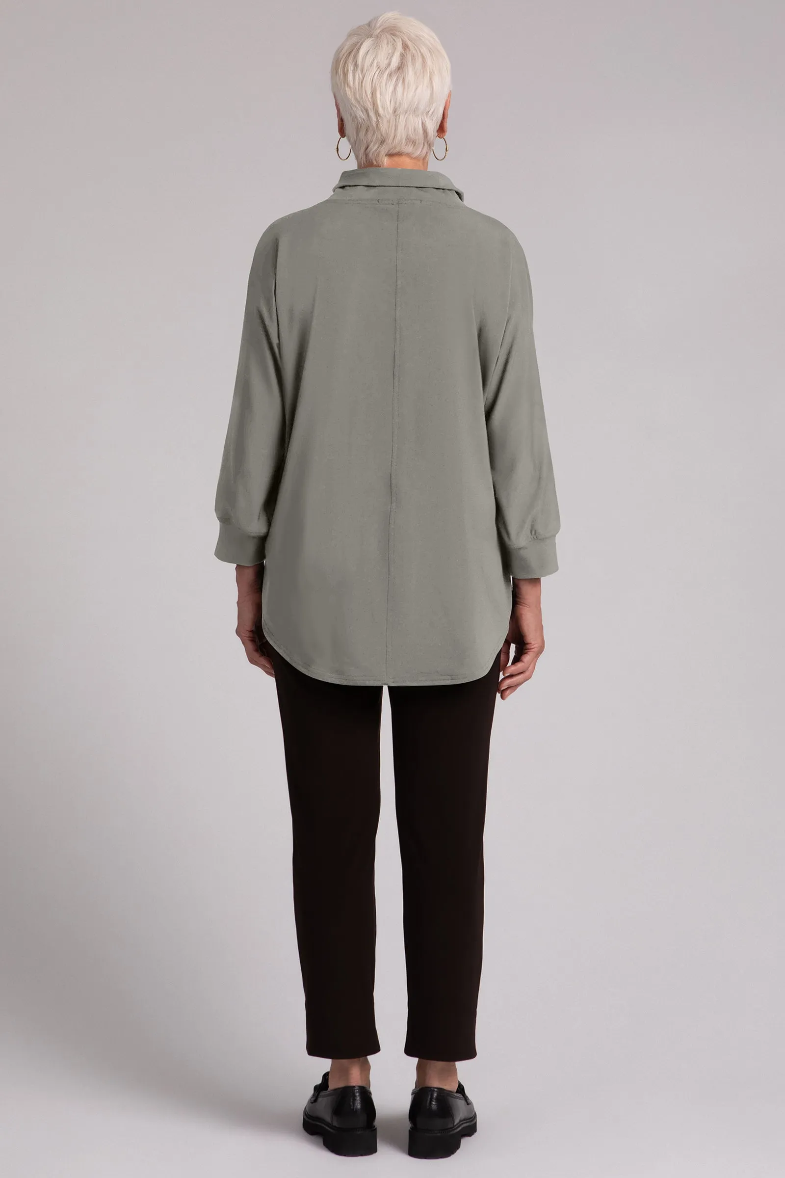 Fleece Back Jersey Funnel Neck Pullover with Kangaroo Pocket | Taupe