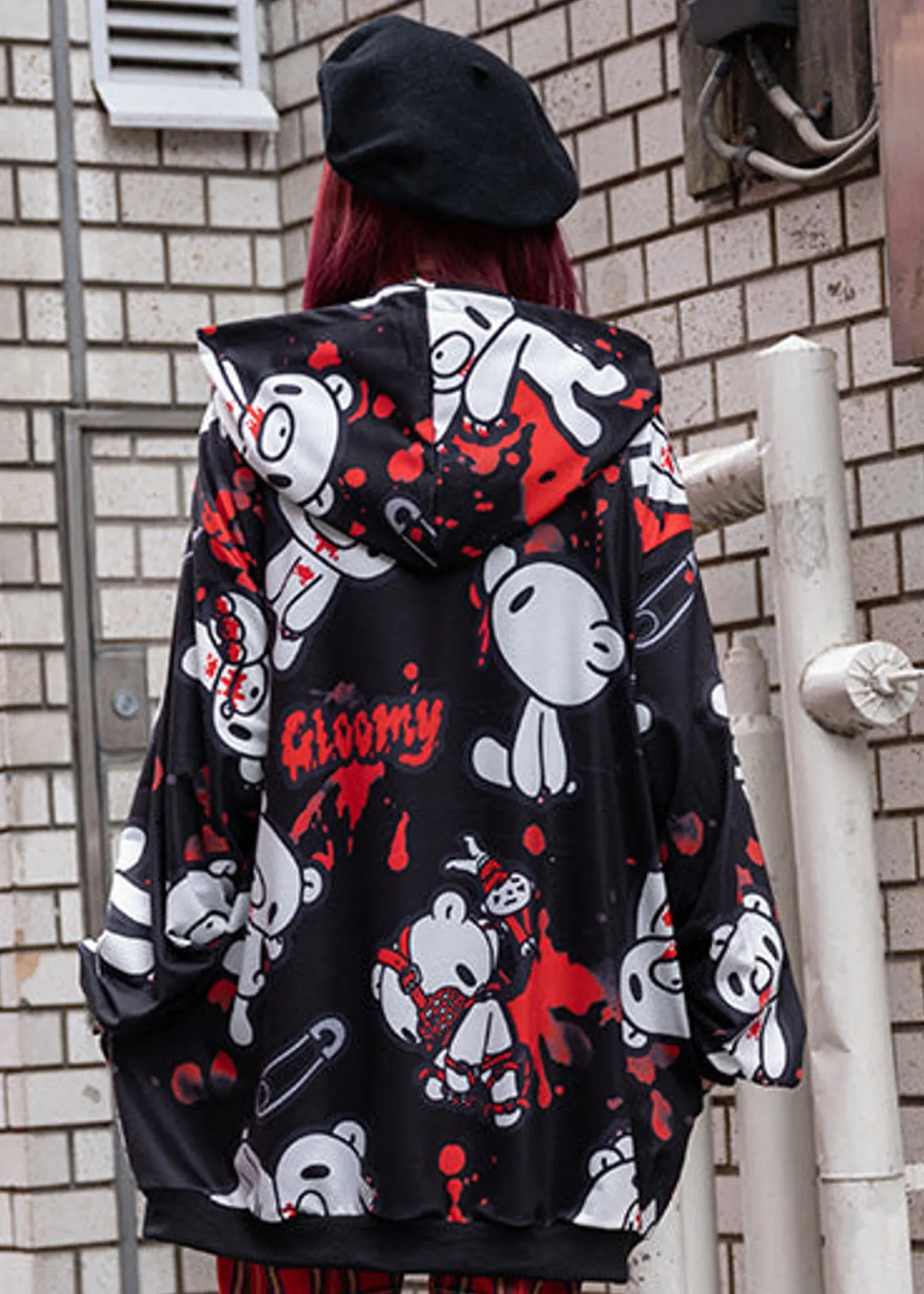 Gloomy Bear Dark Gloomy Oversized Zip Up Hoodie