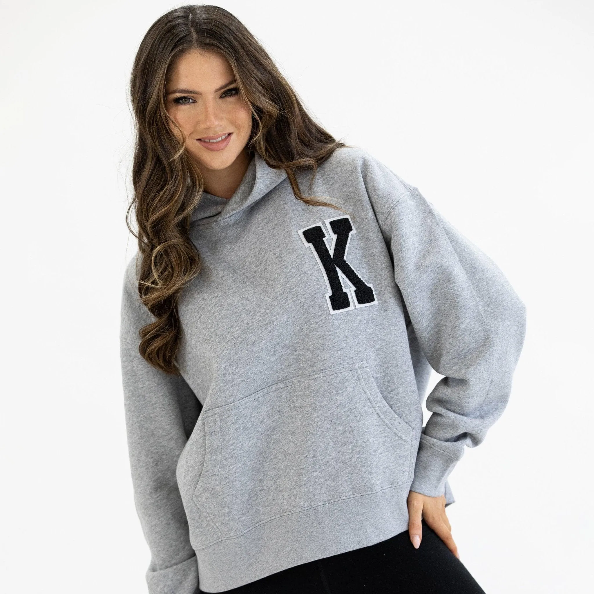 Grey Appliquéd Relax Hoodie