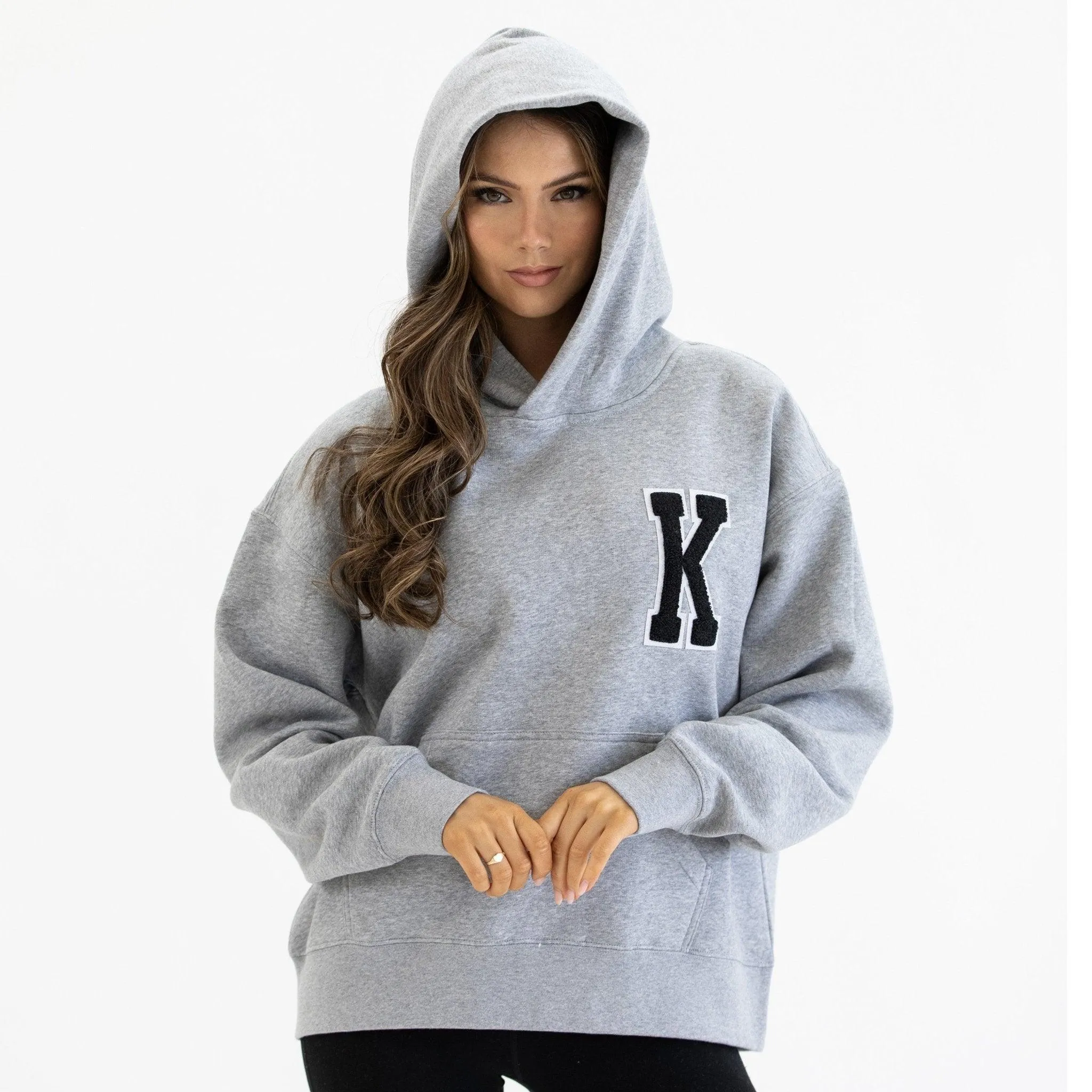 Grey Appliquéd Relax Hoodie