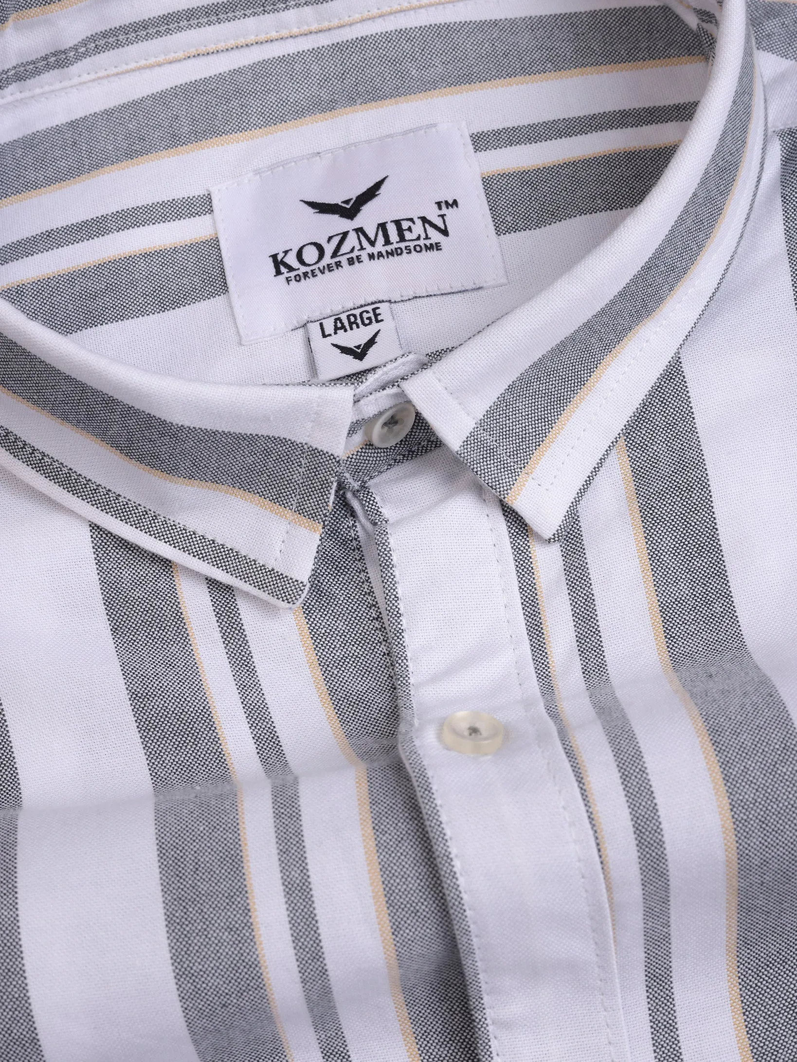 Grey with Beige Balanced London Striped Cotton Shirt