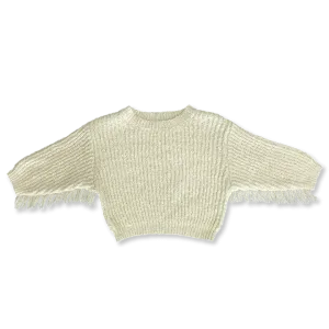 Grown - Slub Yarn Fringe Pull Over - Milk