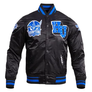 HAMPTON UNIVERSITY CLASSIC RIB SATIN JACKET (BLACK/ROYAL BLUE)