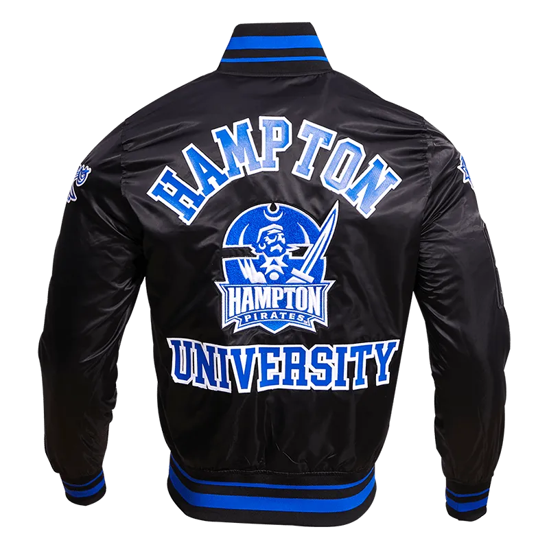 HAMPTON UNIVERSITY CLASSIC RIB SATIN JACKET (BLACK/ROYAL BLUE)