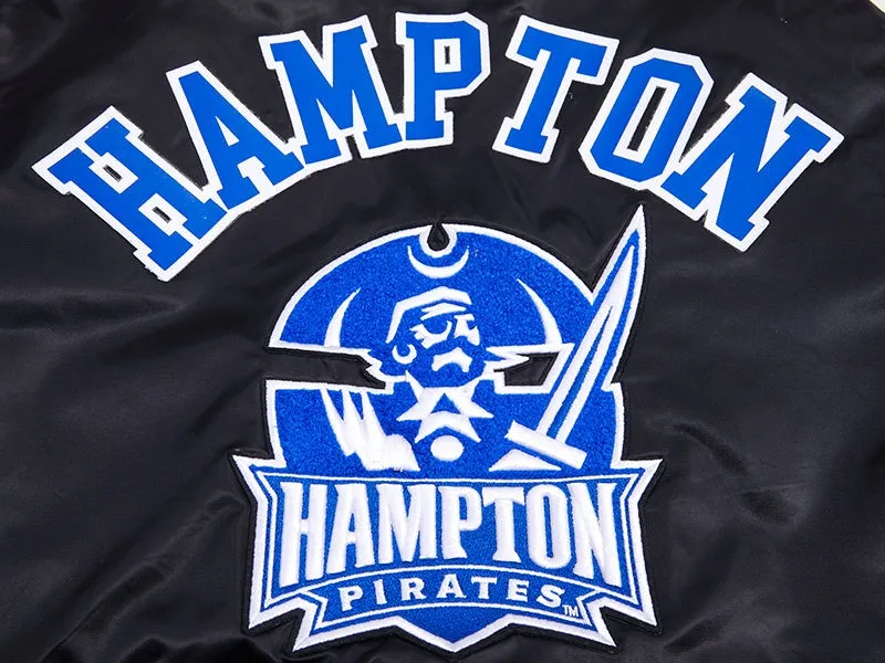 HAMPTON UNIVERSITY CLASSIC RIB SATIN JACKET (BLACK/ROYAL BLUE)