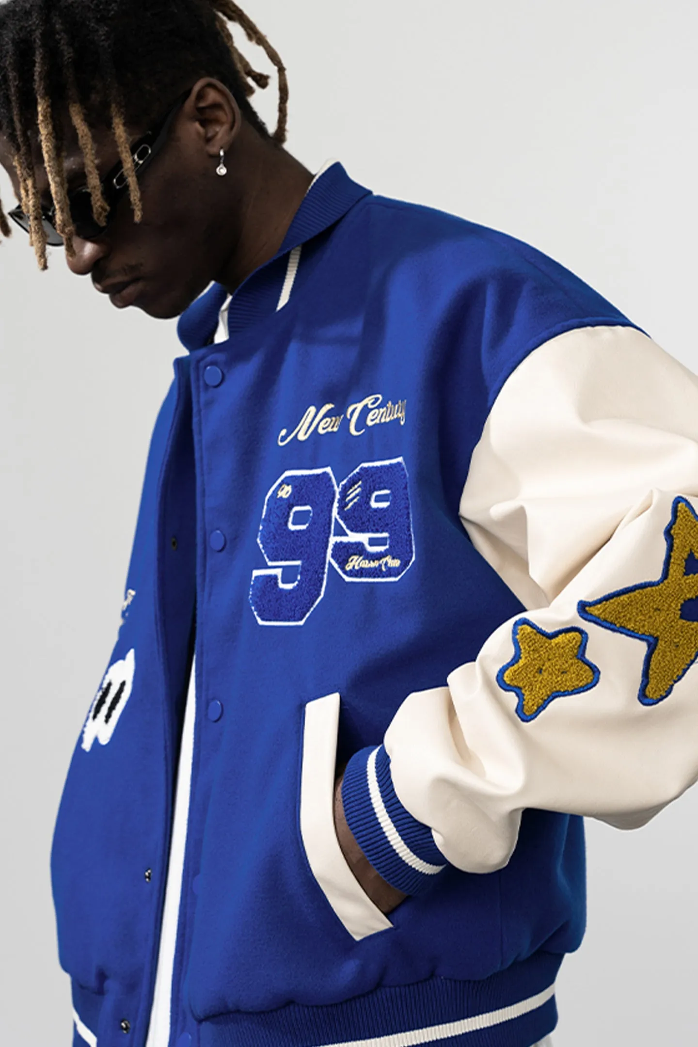 Hand-painted Star Embroidered Baseball Jersey