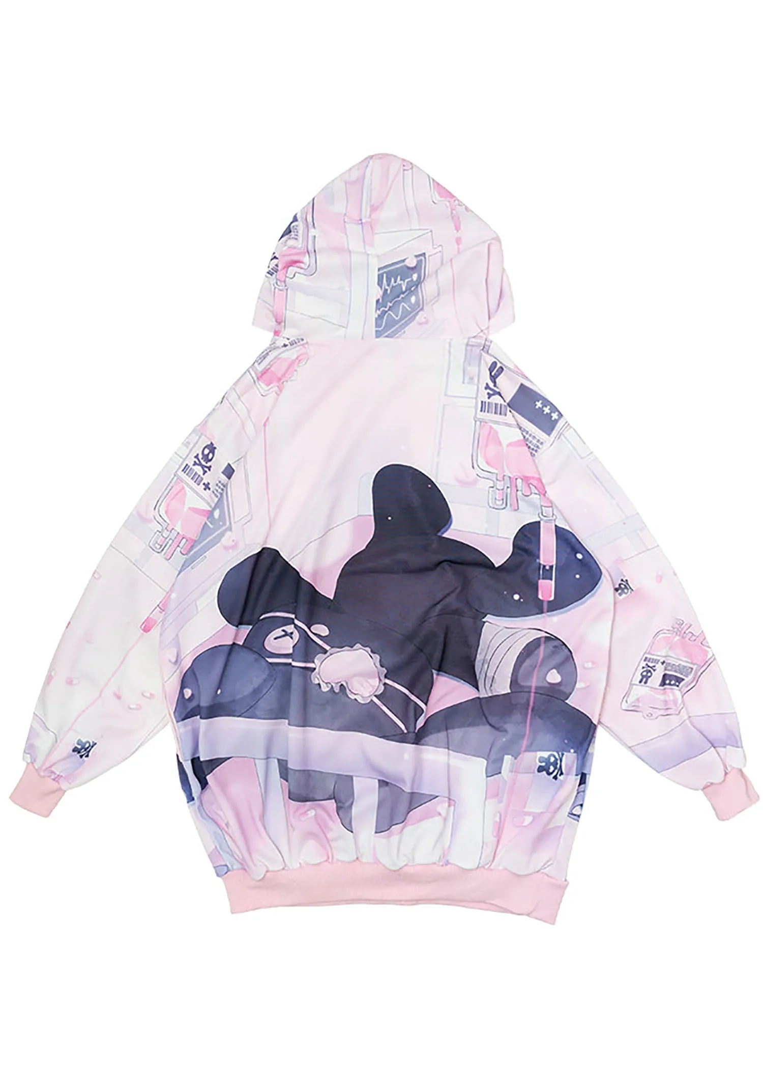 Healing Hearts Oversized Anime Pink Hoodie