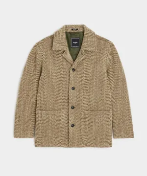 Herringbone Cafe Jacket in Light Brown