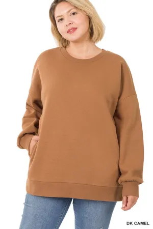 HI Curvy Plus Size long Sleeve Round Neck Sweatshirt