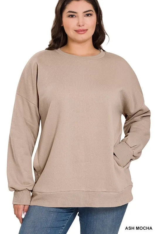 HI Curvy Plus Size long Sleeve Round Neck Sweatshirt