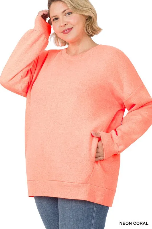 HI Curvy Plus Size long Sleeve Round Neck Sweatshirt