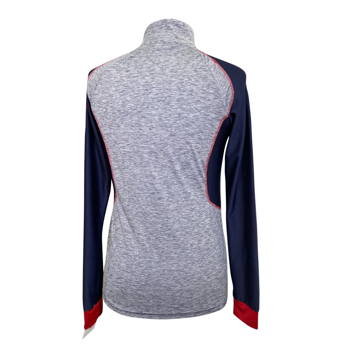 Horseware Long Sleeve Shirt in Heather Grey/Navy/Red - Women's Medium